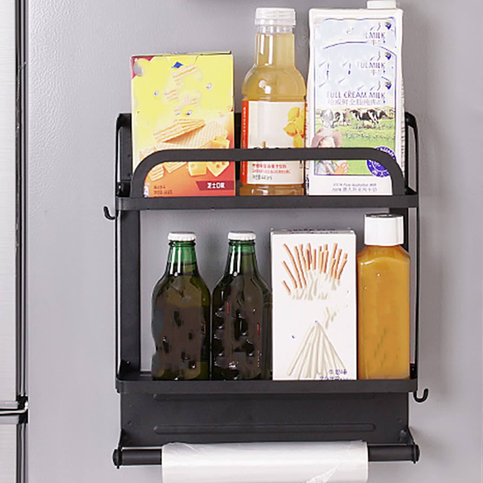 Organizator Magnetyczny do Lodówki, Metalowy Magnetyczny Stojak na Przyprawy do Lodówki, Mocne Trzymanie, Przechowywanie Oszczędzające Miejsce, łatwy Dostęp Kuchni, Mieszkania, Mieszkania,