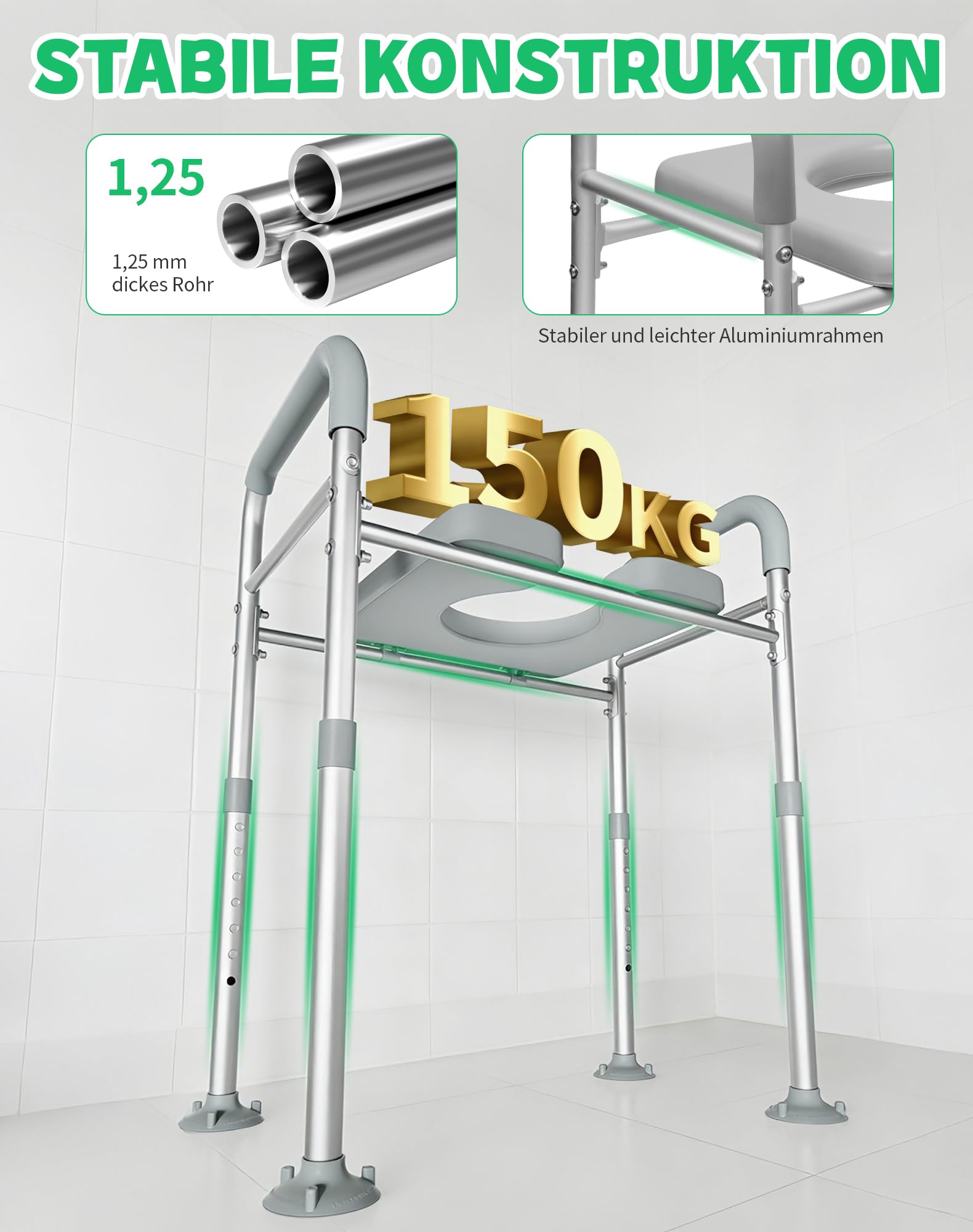 Toilettensitzerhöhung mit Armlehnen 15cm WC Sitzerhöhung Toilettenaufsatz für Senioren Erhöhter Toilettensitz 7 verstellbar Höhe Toilettenerhöhung für Erwachsene Aufstehhilfe Toilette bis zu 150kg