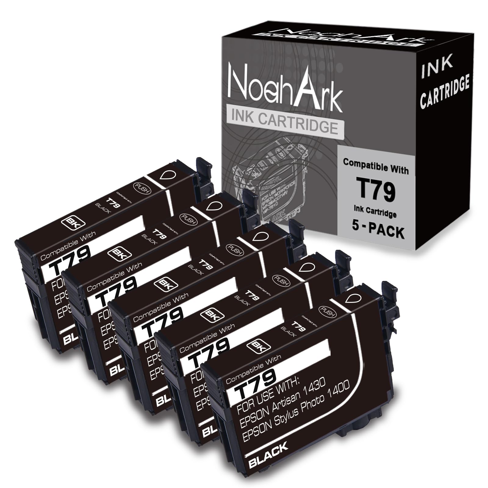 3 Packs T079 Remanufactured Ink Cartridge Replacement for Epson 79 use for Epson Artisan 1430 Stylus Photo 1400 Inkjet Printer (3 Black)