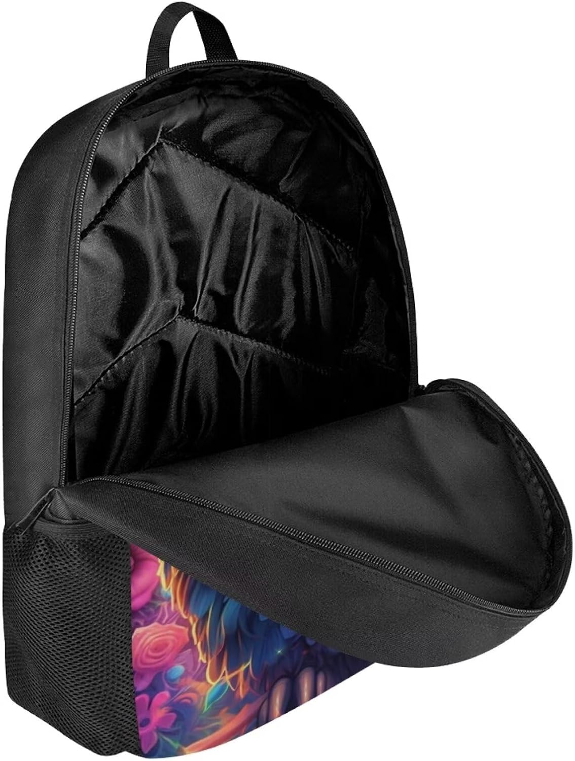 Fantastic Owl Backpack for Boys Girls Novelty Cute Graphic Animal Print School Backpack 17 Inch Student Lightweight Comfy Black Kids Bookbag with Side Mesh Pocket