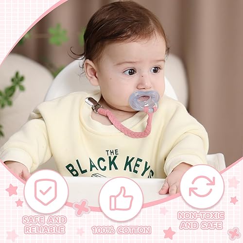 Miniatura 23 de 7 clips trenzados para chupete, clips para chupete para niños y niñas bebés, clip de soporte para chupete Transparente,Gris,Multi,Rosa-N,Verde