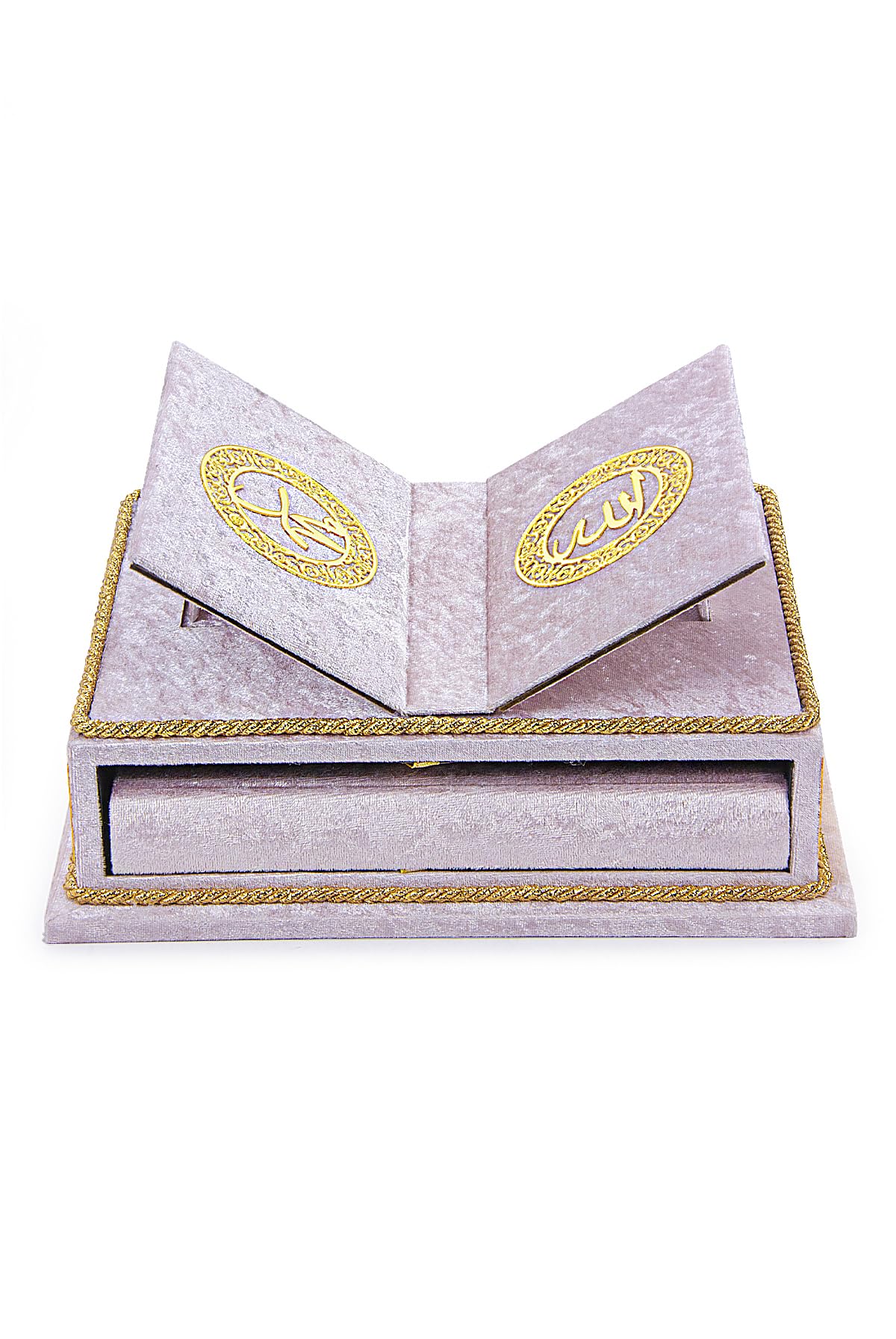 ihvan online, Ensemble cadeau du Saint Coran en arabe, Support de livre, Support de Coran de bureau, Rehal, Coffret recouvert de velours Rihal, Cadeaux islamiques décoratifs pour musulmans, Rose