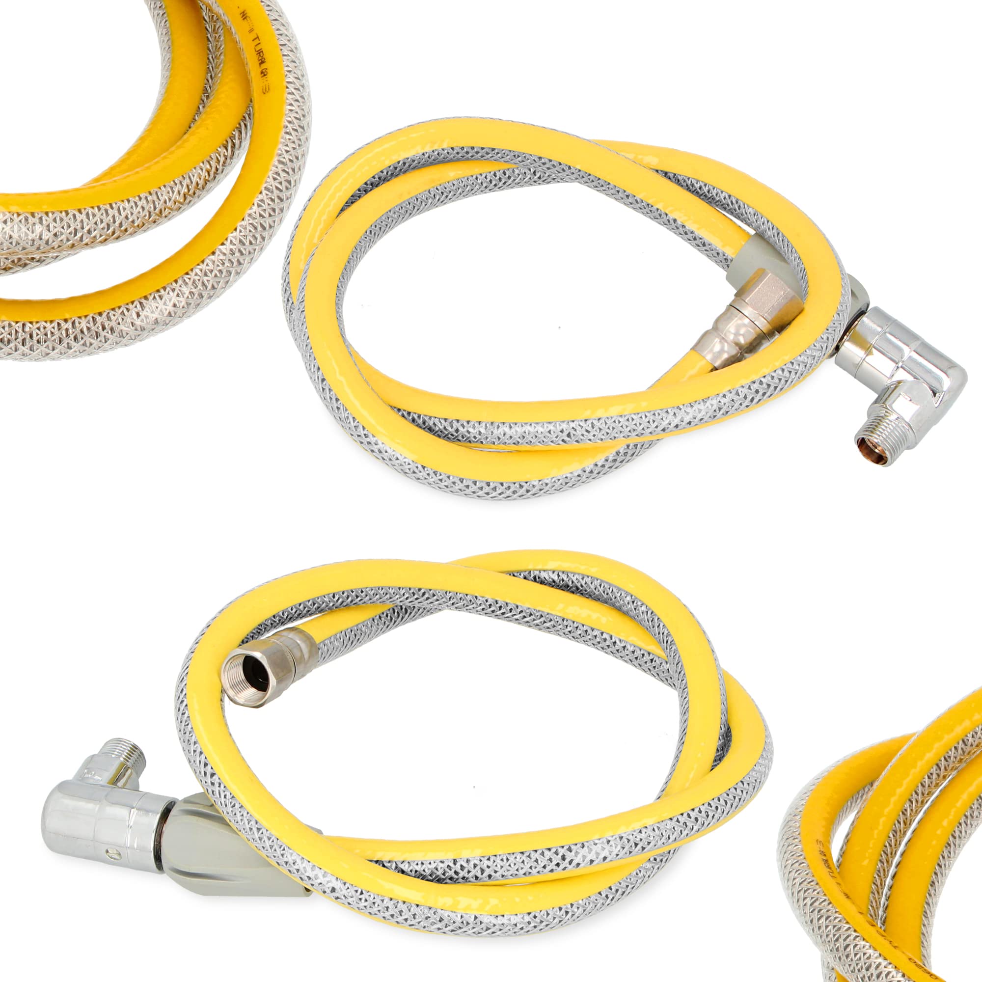 Flexibler Gasschlauch mit Schnellkupplung 1/2''IG x 1/2'' AG 1250 mm Propan Butangasschlauch DN12 Edelstahl PVC Butangas Gasanschlussschlauch Schnellkupplung Gasflaschen Campinggeräte Gaskocher Grill