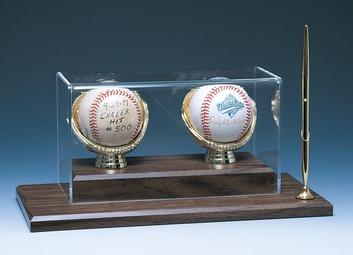 MLB Double Baseball Display Case With Desk Set Sports Related Display Cases