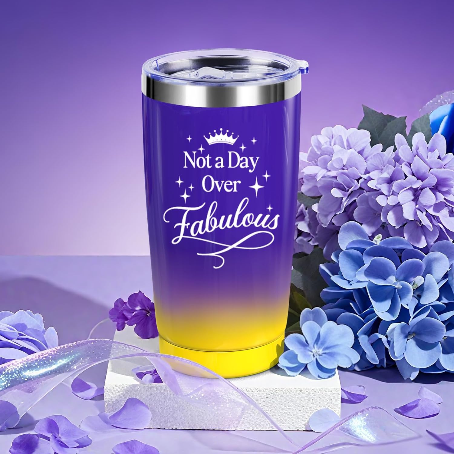 Valentines Day Birthday Gifts Set for Women Her Mom Wife Girlfriend Friend - Purple Self Care Spa Relaxation Gift Basket Set with Novelty Stainless Steel Coffee Tumbler, Lavender Candle, Bath Bomb - Image 2