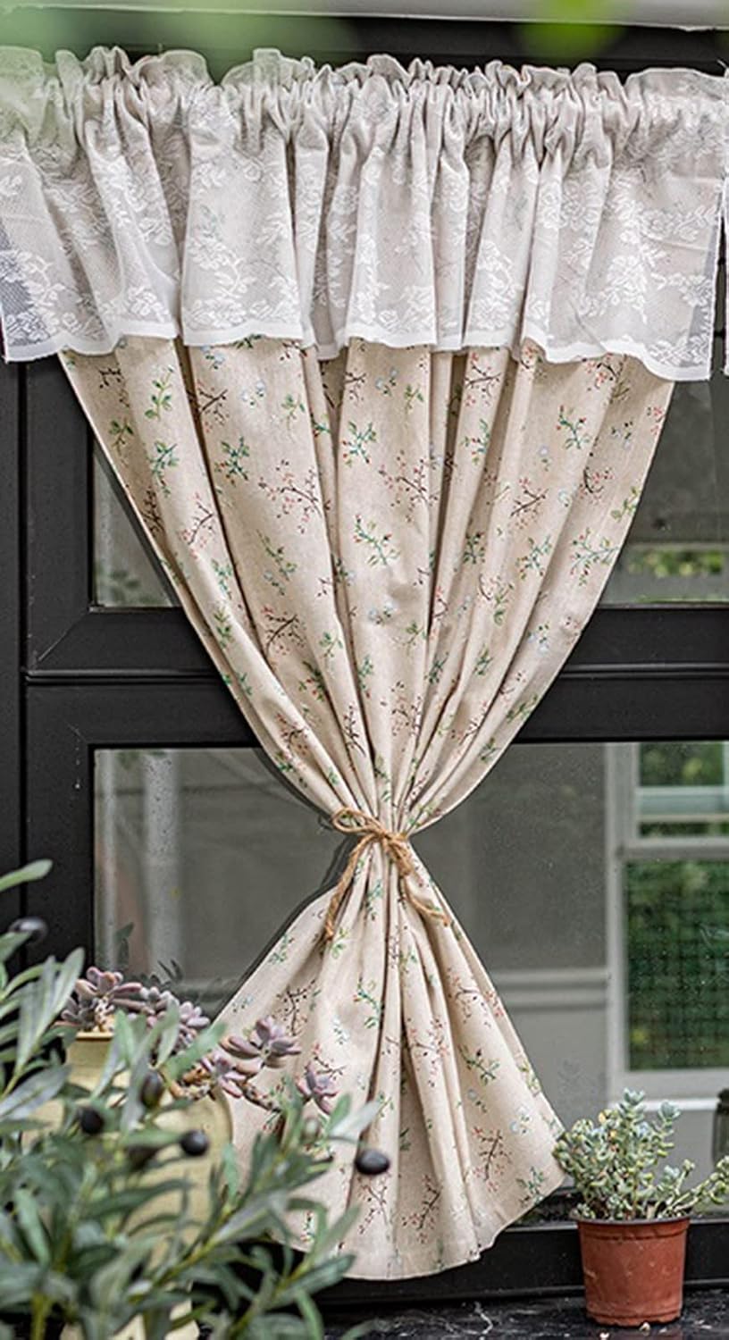 A.Monamour Short Curtain for Small Window 1 Panel Beige