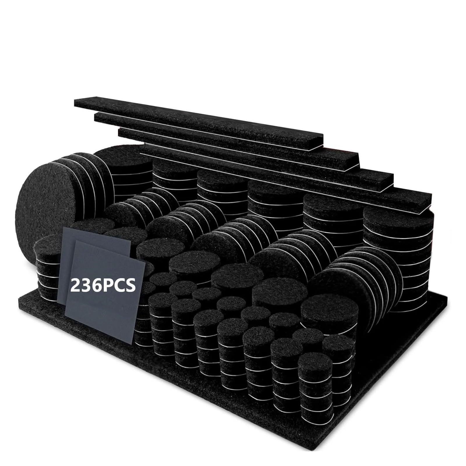 Protector de Muebles de Fieltro 236 Uds. Almohadillas de Fieltro for Muebles, Almohadillas Negras for for Pisos Madera Dura con Muchos tamaños Grandes(236PCS Brown)