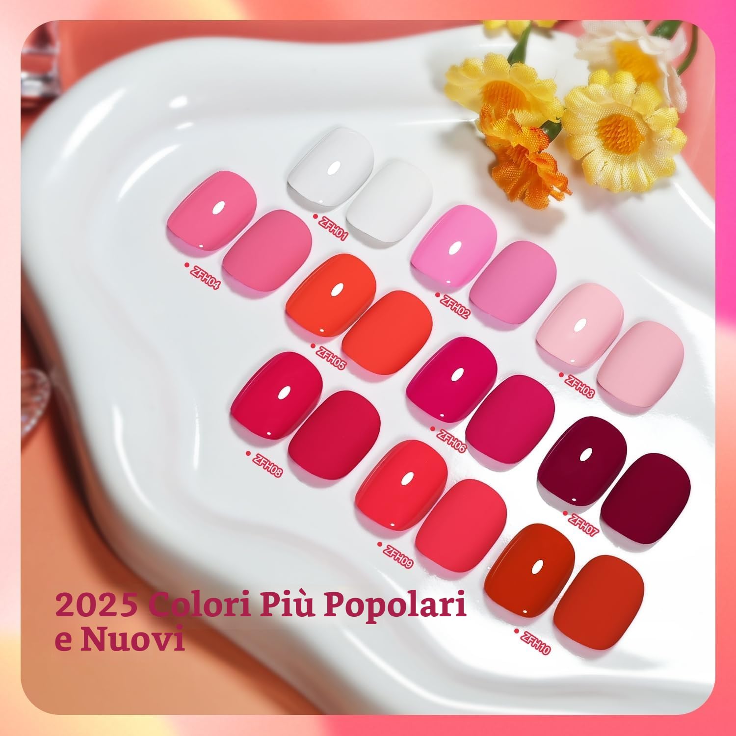 JODSONE Set Smalto Rosa 12 Pezzi, 10 Colori con Base e Top Coat, Asciugatura Rapida, Lunga Durata, Regalo per le Feste, 5 ml