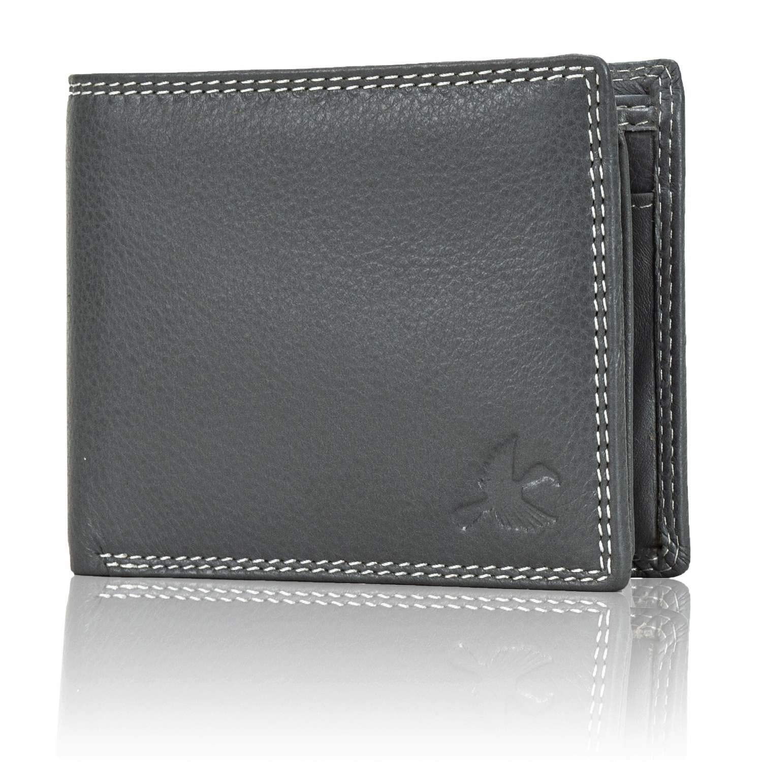 HornbullMen's Stella Genuine Leather RFID Blocking Wallet, Grey, Standard, Classic