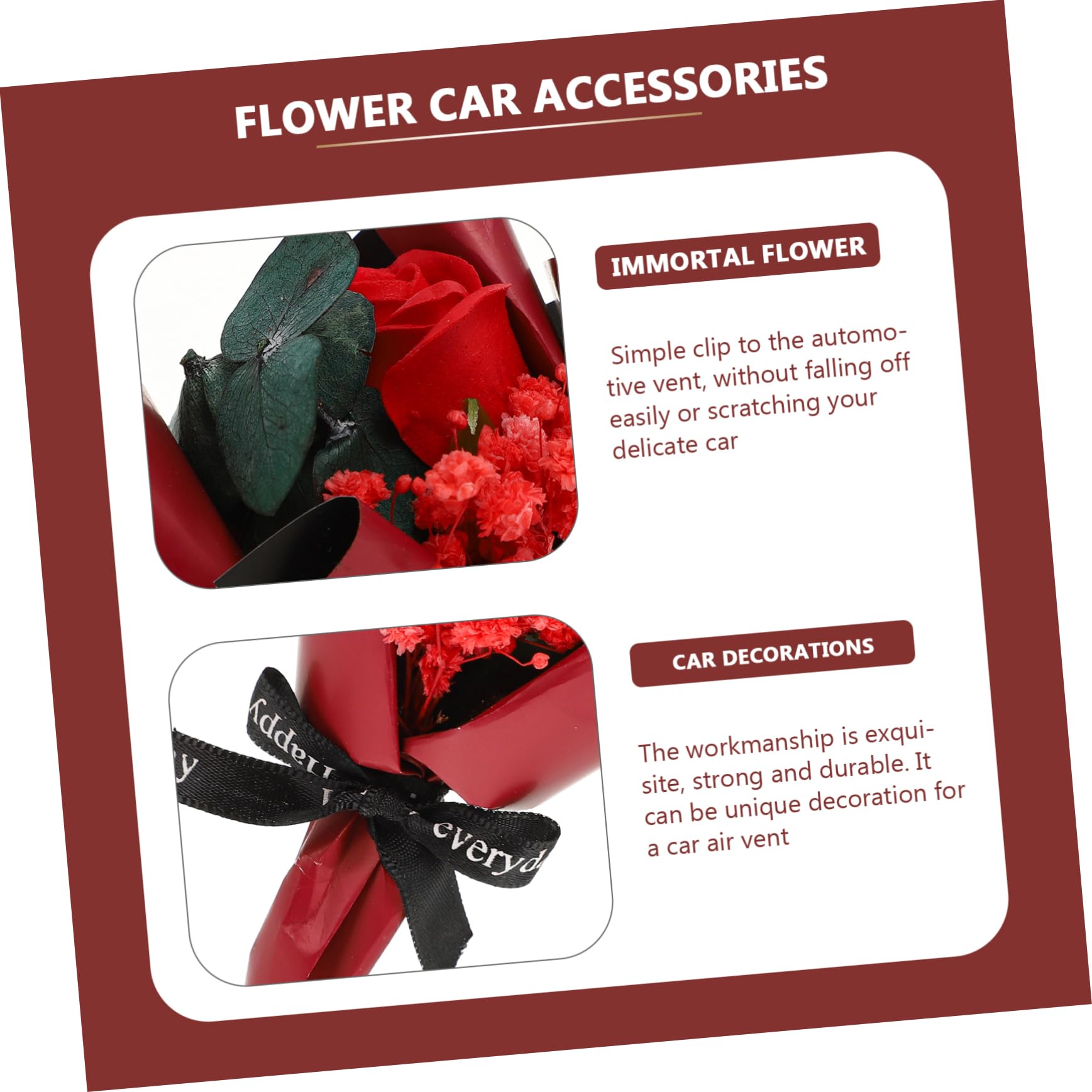 SOLUSTRE 3pezzi Clip Diffusore Aromatico Per Auto Con Fiore Immortale Decorazione Per Ventilazione Fragranza Durevole e Design Adorabile Per Interni Auto e Casa