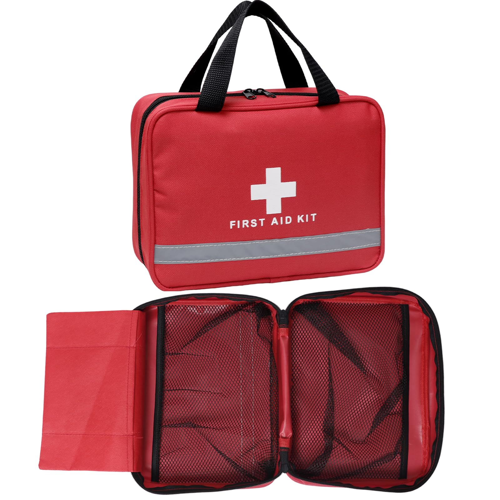 Aoutacc Nylon First Aid Empty Bag,Compact and Lightweight First Aid Kit Pouch with Reflective Strip for Emergency at Home, Office, Car, Outdoors, Boat, Camping, Hiking(Bag Only)