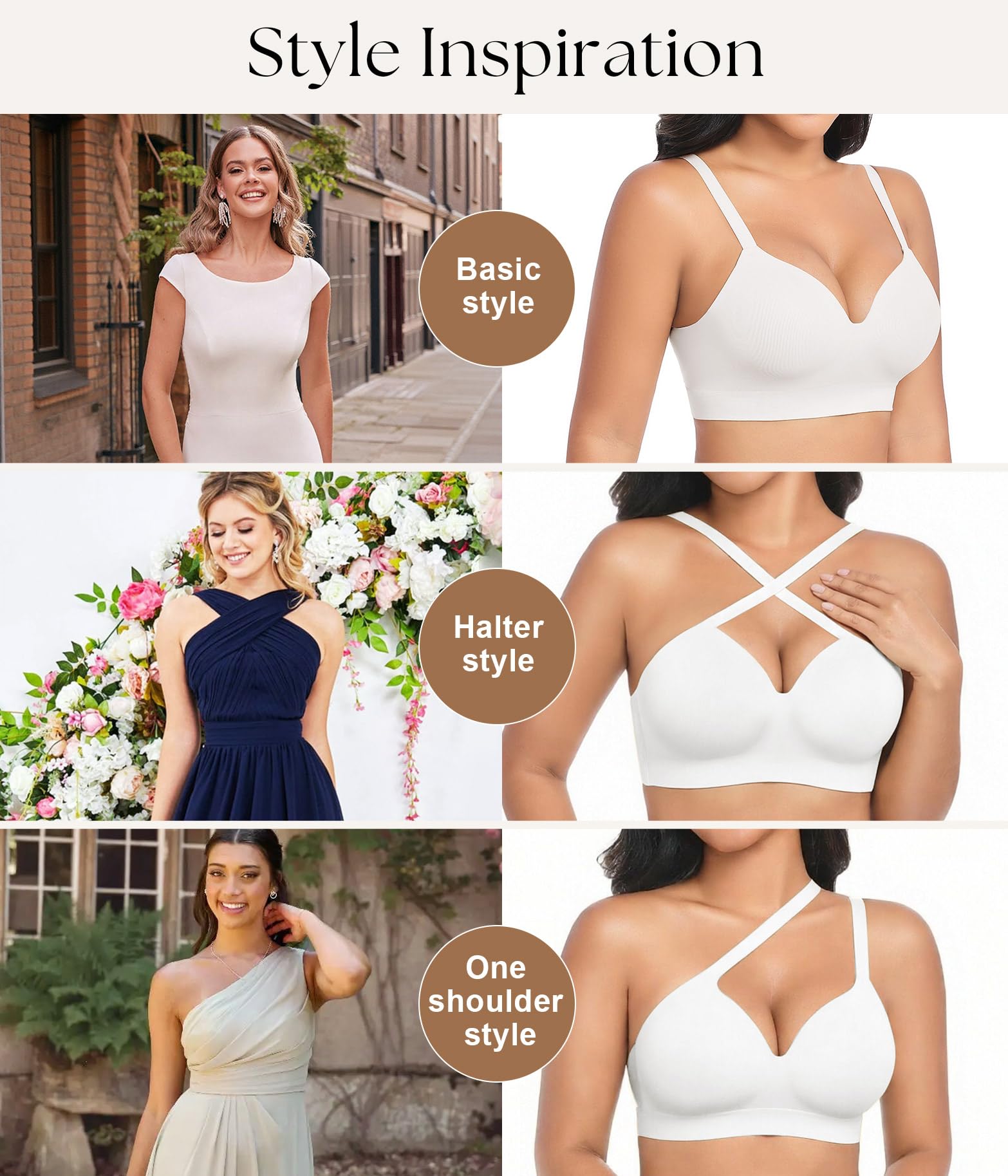 XJBTBA Biustonosze push-up dla kobiet Bez fiszbin Bez fiszbin Bez fiszbin Wsparcie Komfortowe biustonosze do spania dla pań Miękka koszulka Biustonosz bez fiszbin Regular i Plus Size
