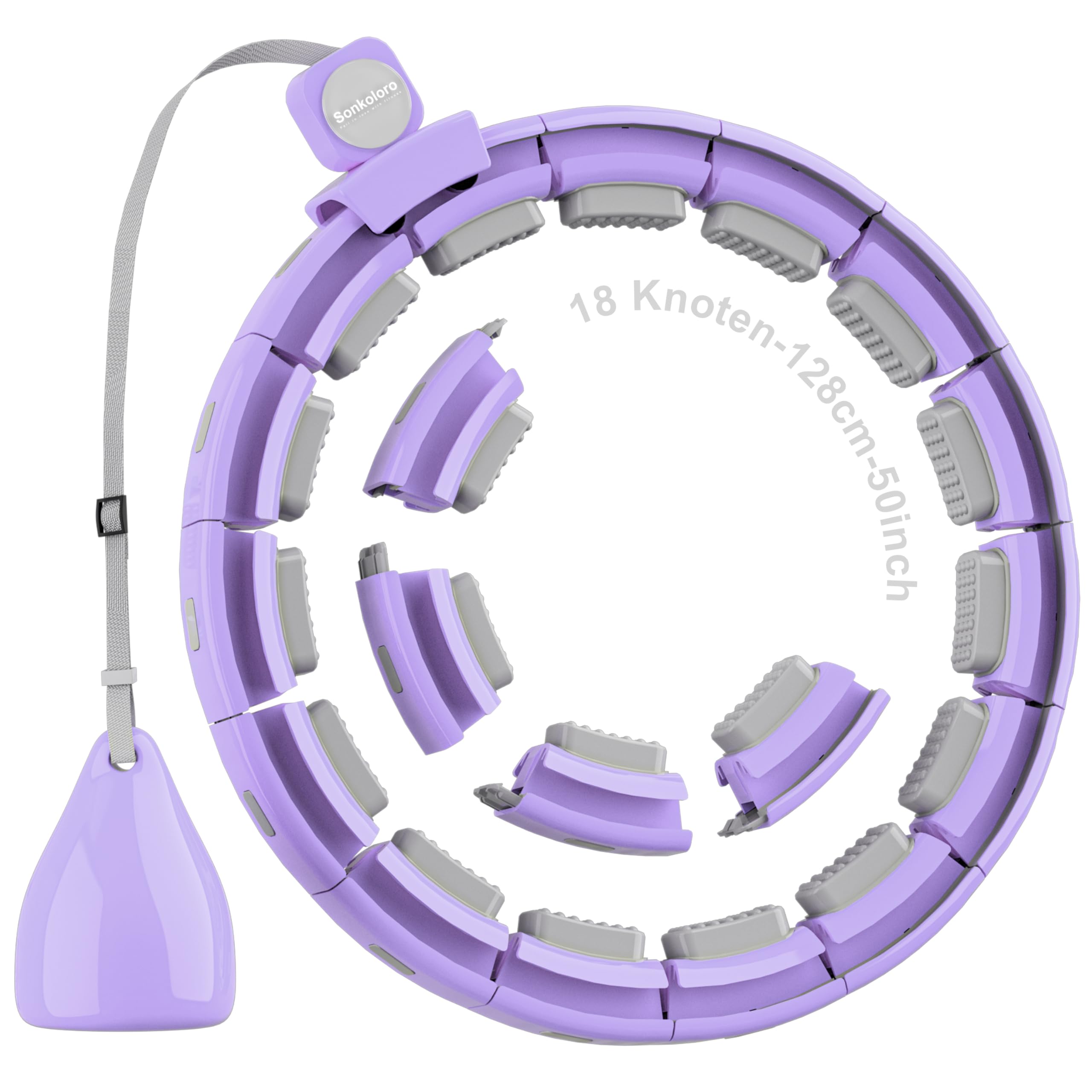 Smart Fitness Hoop Reifen mit Taillenband für Erwachsene & Anfänger – Leiser Hula-Hoop zum Abnehmen, mit Gewichtskugel und Noppen, Fitness Hoop, der Nicht herunterfällt