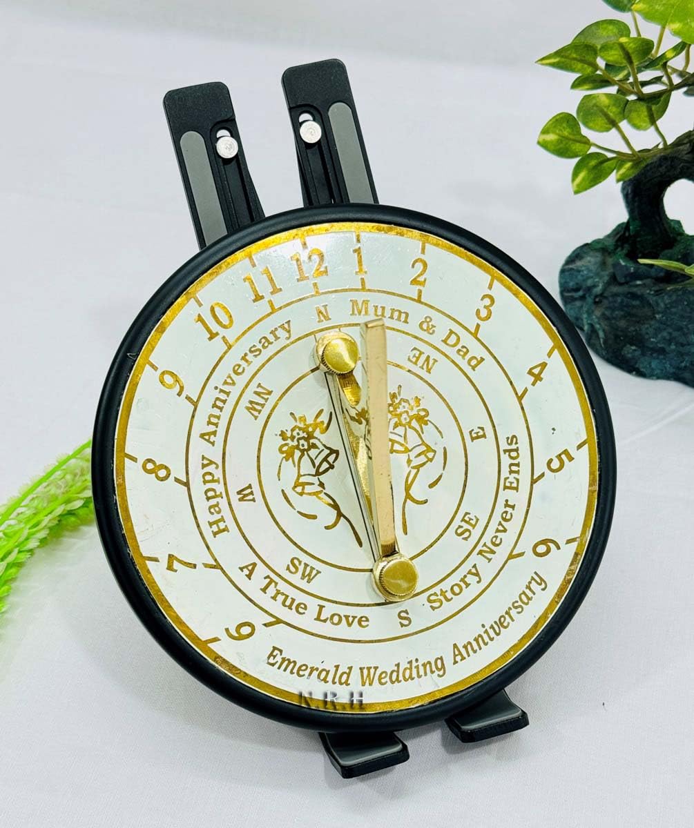 Reloj solar de aniversario de boda para padres, abuelos, amigos, marido o esposa, parejas, brújula única para él y ella