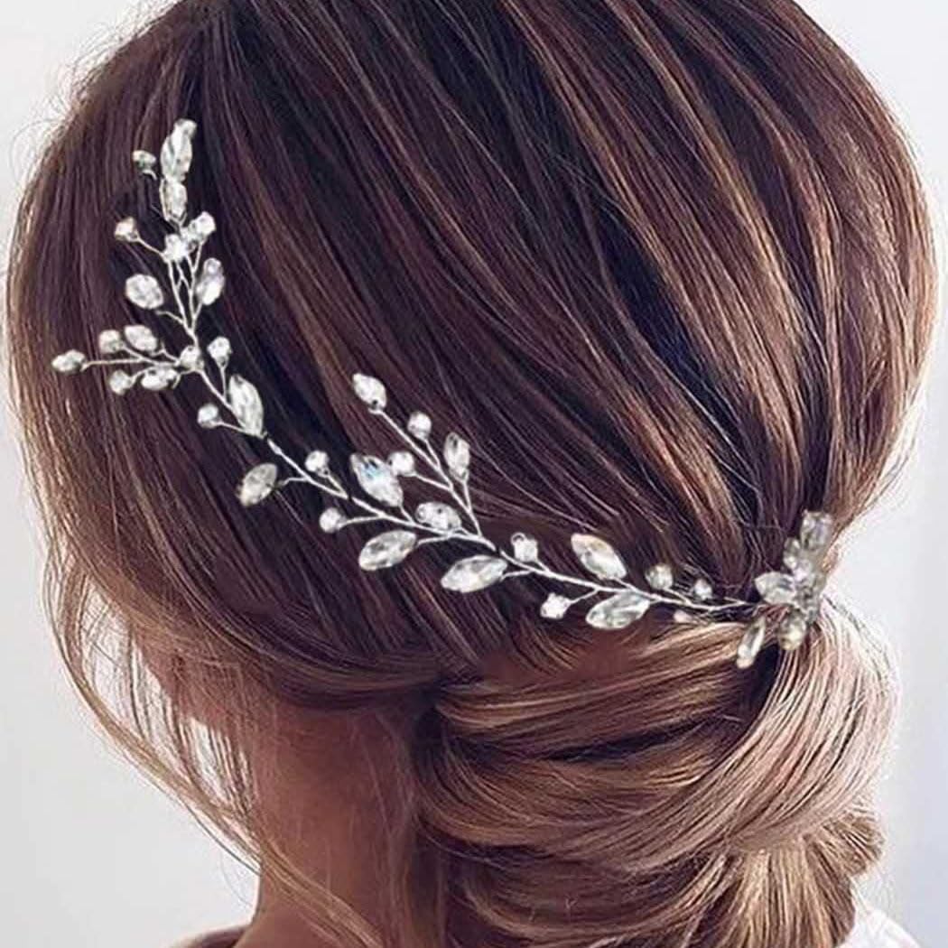Piezas de pelo hechas a mano con diamantes de imitación plateados para novias, bodas, accesorios para el cabello, horquillas para dama de honor, regalos de fiesta para novias, mujeres y damas