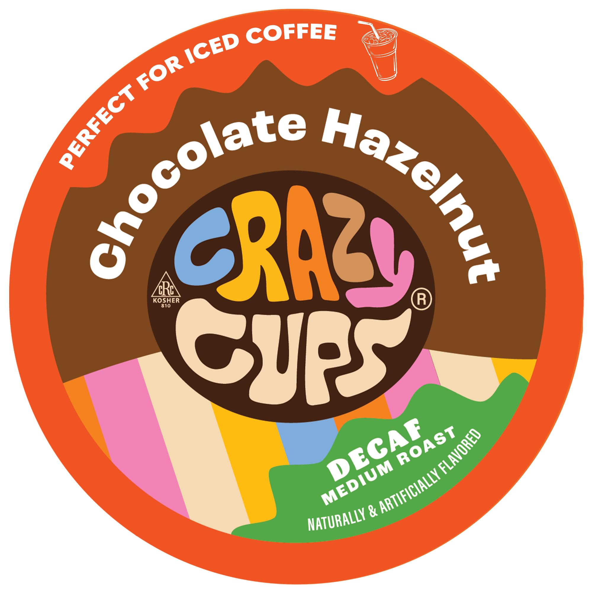 Crazy Cups Masa descafeinada y luego avellana, cápsulas de café descafeinadas con sabor a avellana, porción única de café tostado mediano caliente o helado para máquinas Keurig K Cup (1