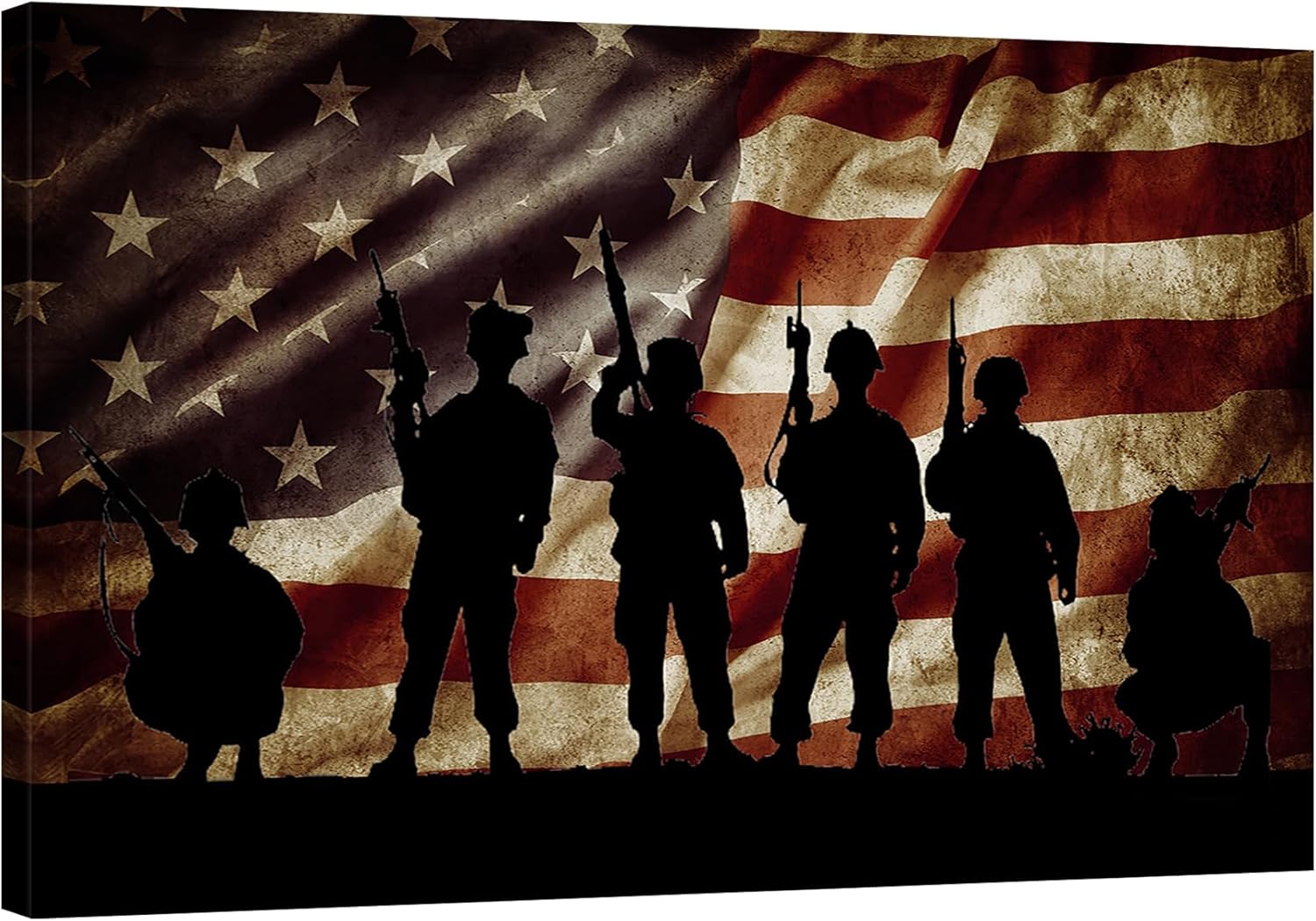 DaMYiHos American Flag Art Firefighter Canvas Poster HD Print Patriotic Inspirational Wall Decor Modern Picture Home Decor With Frame Ready to Hang