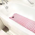 HealthSmart Mat de bain Extra Large Pas de douche glissoire & Tapis de bain avec ventouses et trous d'évacuation pour poignée antidérapante, lavable en machine, extra grand, 40 x 15.5, bleu
