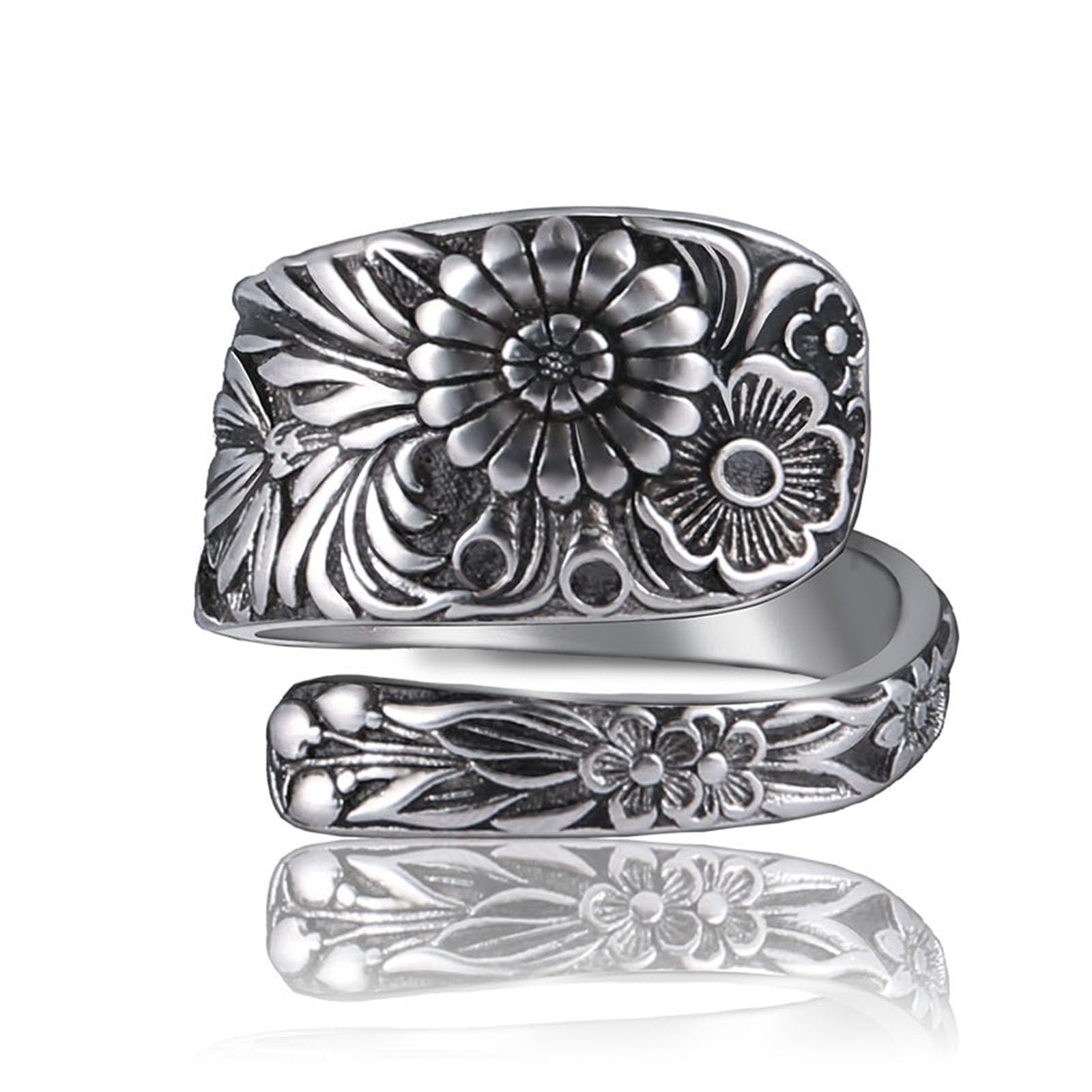 100% Apollo Spoon Rings for Women Boho Sunflower