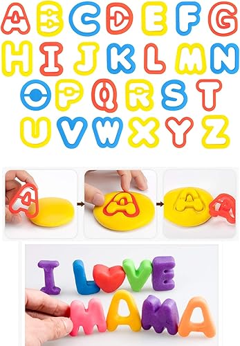 Miniatura 4 de Juego de herramientas de moldes de letras para niños, 69 piezas, accesorios, rodillos y cortadores, varios moldes de animales de plástico y