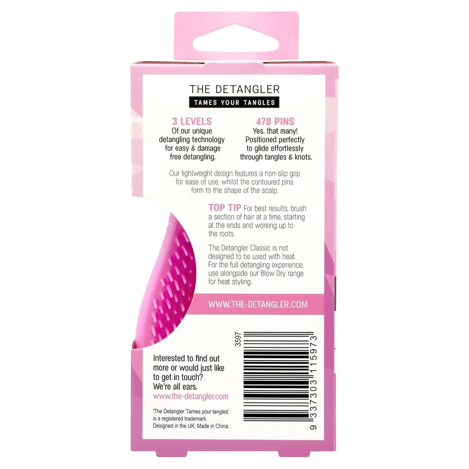 The Detangler Classic Detangling Hair Brush, Unicorn