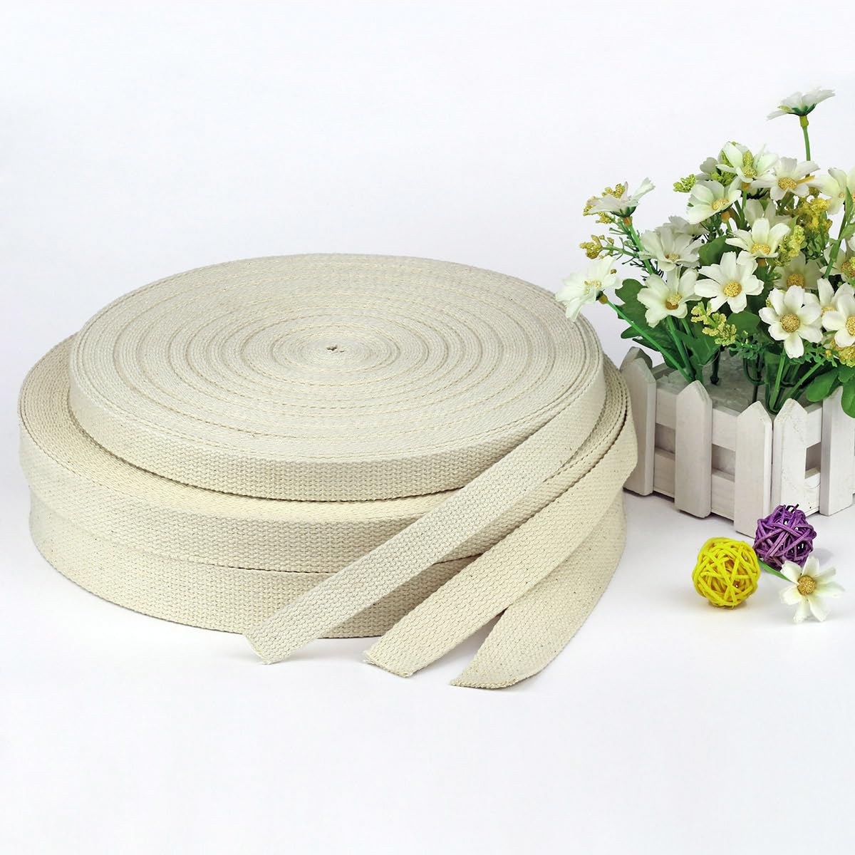 46 metros x 3,2 cm, cinta de sarga blanca, cinta de algodón, cinta de sarga suave, cinta de tela para manualidades, cinta decorativa para delantales, costura, costura, artesanía, 3,8 cm