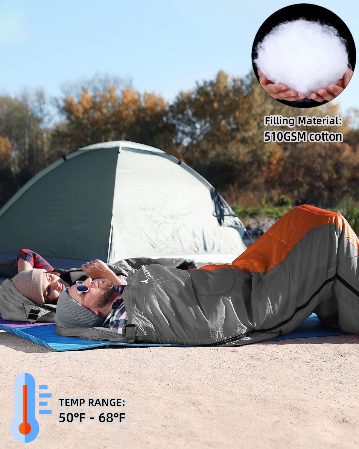 Śpiwór outdoorowy na kemping: Sportneer 3-4 pory roku, letni śpiwór zimowy, mały rozmiar po spakowaniu, przenośny, ultralekki, 1,7 kg, pełne wypełnienie, dla dorosłych, trekking, podróż