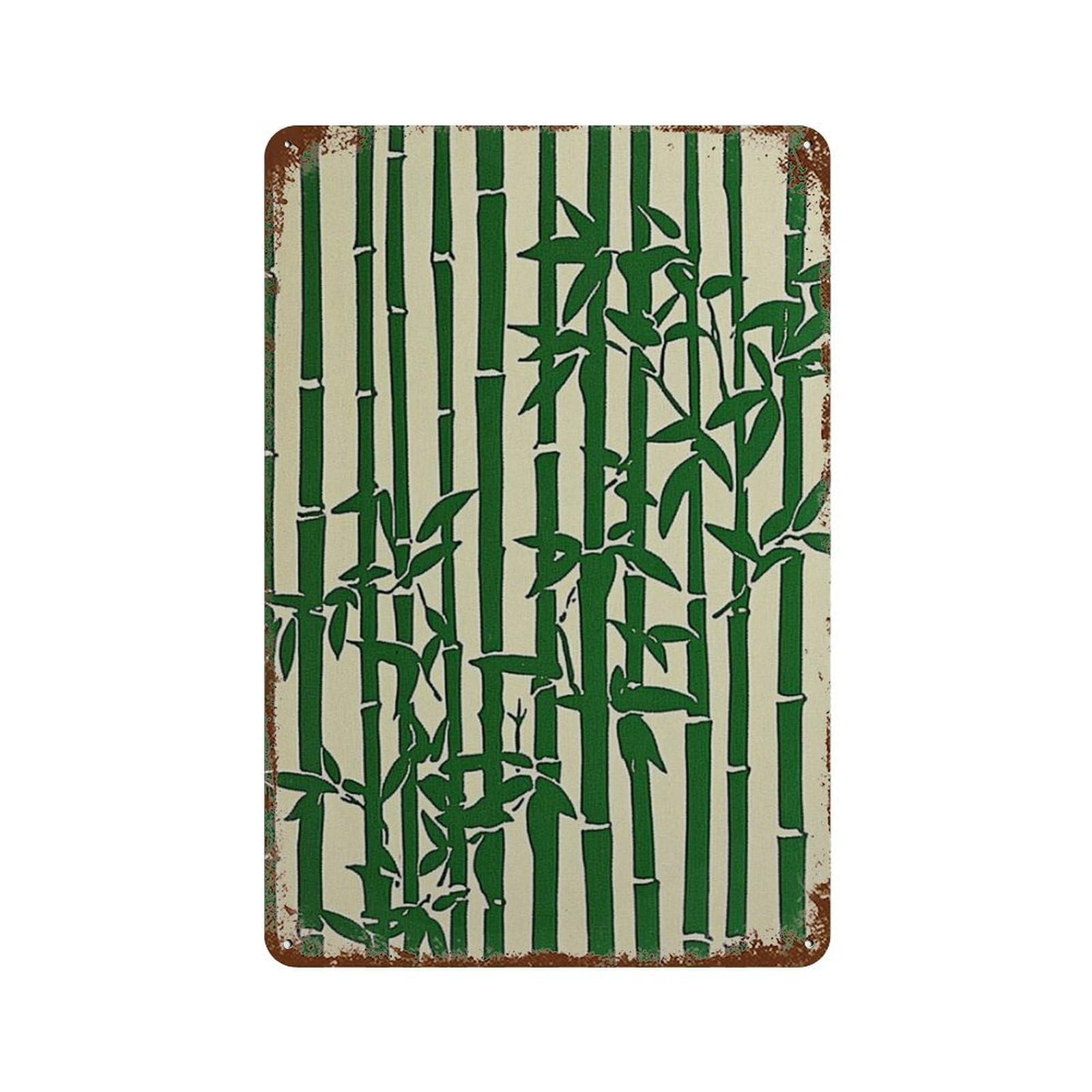 xiaoxiaoshen Bamboo Japanese Minimalist Nature Zen Botanical Green Neutral Home Wall Decor Art Metal Tin Poster Modern Home Decor Art Home Bar Shop Decorations Vintage Sign 30x20cm