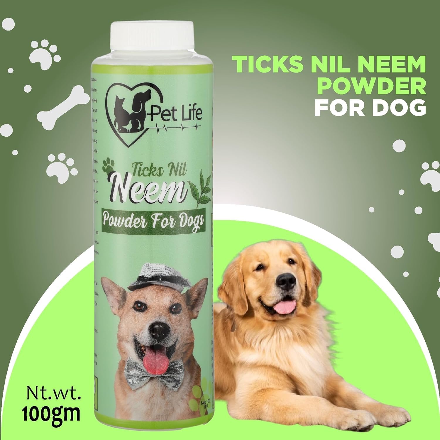 Pet Life Organic Flea & Tick Nil Neem Powder for Soft & Conditioned Coat | Dog Powder for Ticks and Fleas for All Dog Breed -100GM 2