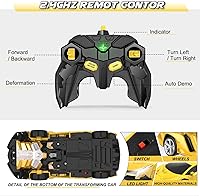 Vista 6 de YOTOY - Auto a control remoto, juguetes de autos transformables para niños, transformación con un botón, rotación de 360 grados, 2.4 GHz y escala