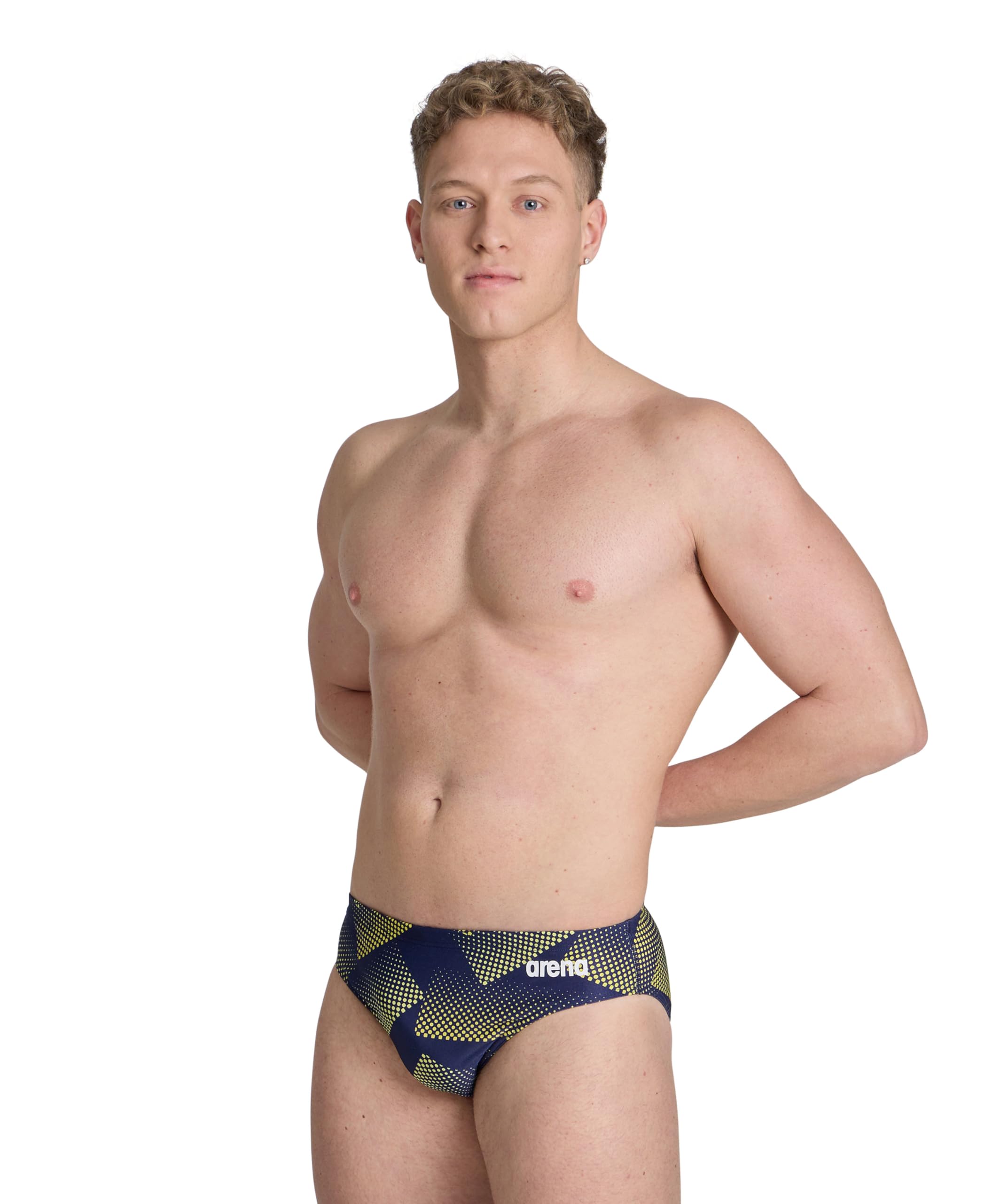 Arena Men Performance Halftone Swim Briefs Athletic Swimwear Professional Swimsuit