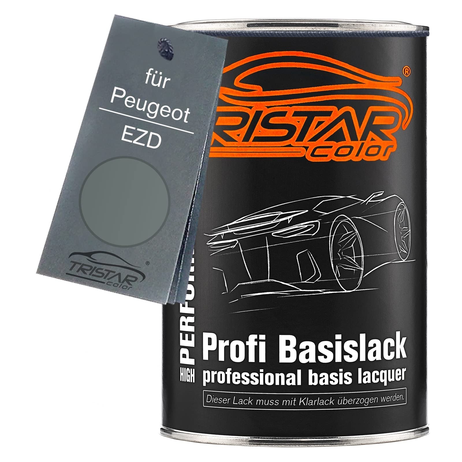 TRISTARcolor Peinture voiture Pot prêt à la pulvérisation pour Peugeot EZD Gris Hades Metallic peinture de base 1 litre 1000 ml