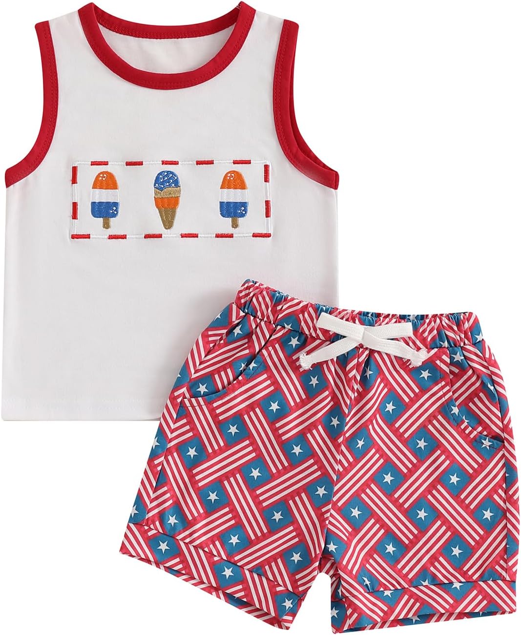 Foidiccx 4th Of July Baby Boy Outfit Little Kid Toddler Sleeveless Tank Top Shorts Set Independence Day Summer Clothes
