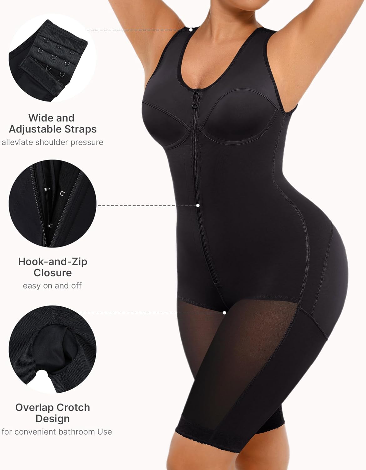 FeelinGirl Shapewear Tummy Control Post Surgery Body Shaper Compression Garment Butt Lifter - Image 4