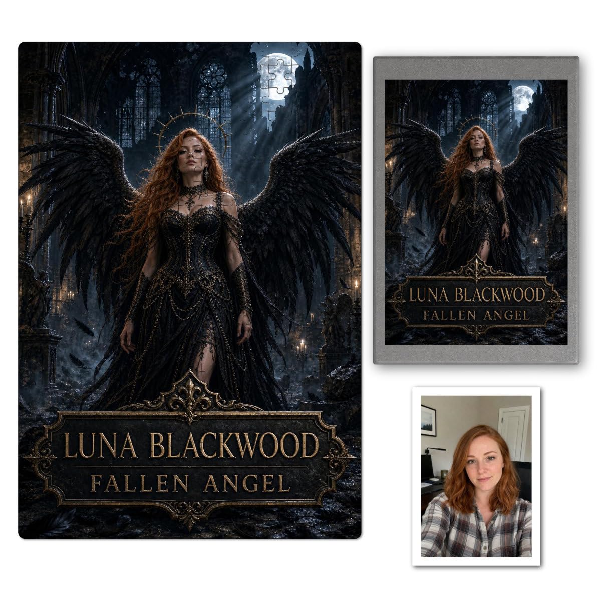 Personalised Fallen Angel Gothic Jigsaw From Photo, Custom Text custom jigsaw puzzle Gift, Fallen Angel Keepsake For Birthday Christmas