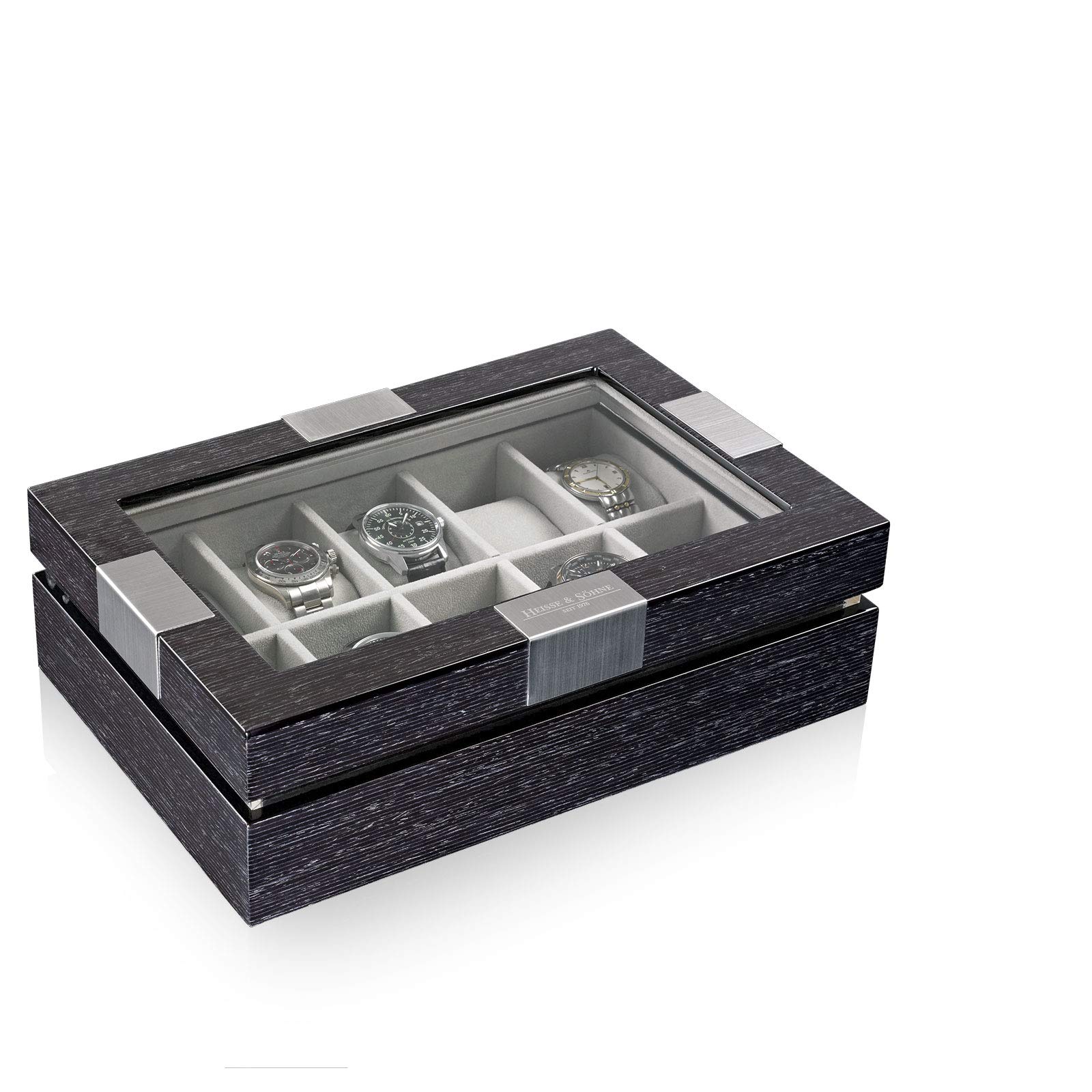 HEISSE & SÖHNE SEIT 1976® Uhrenbox Executive 10 Quercus mit Sichtfenster für 10 Armbanduhren
