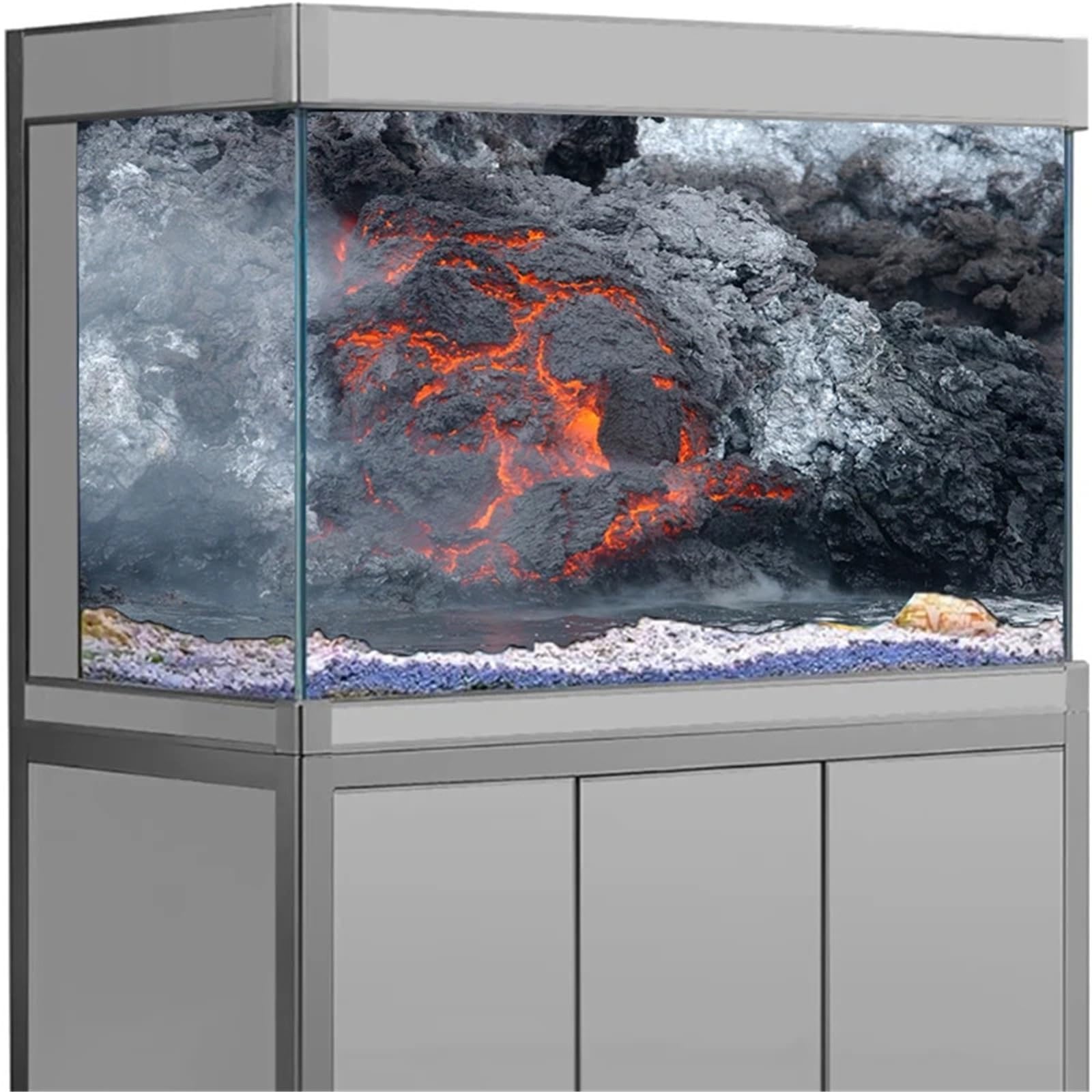 Autocollant de Fond d'aquarium Effet 3D Poster | Papier peint auto-adhésif en marbre, roche volcanique HD, décoration d'aquarium, fond 3d(Green,50x90cm)