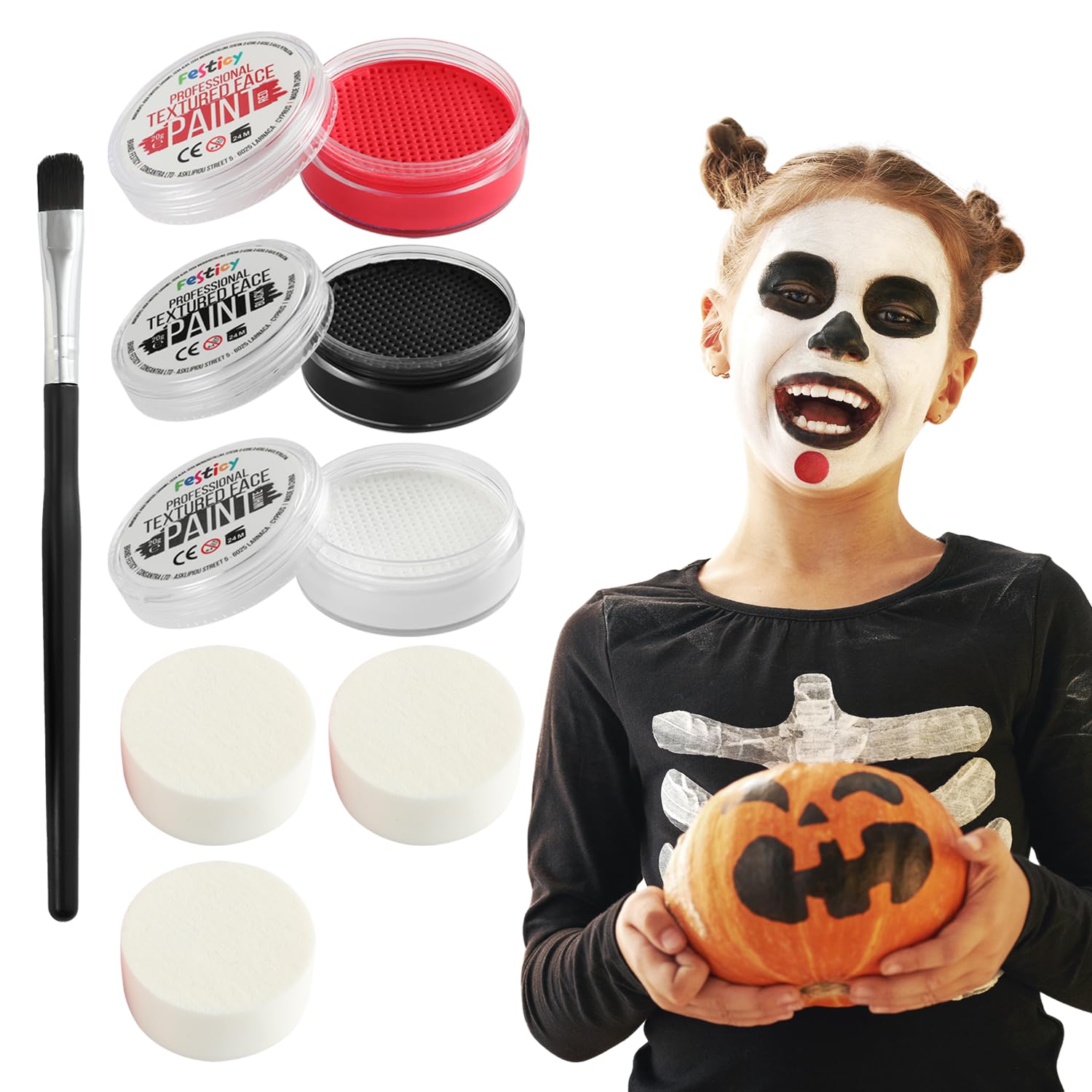 Maquillaje Halloween Profesional — 3 Colores de 20 g