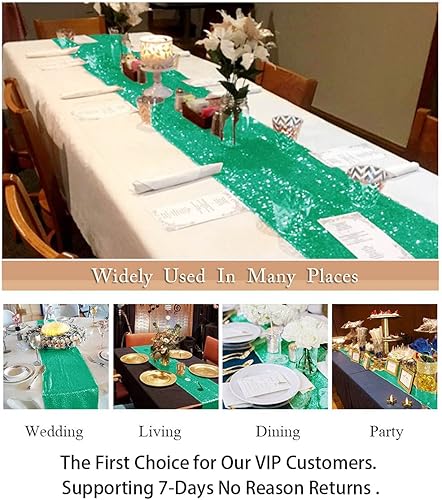 Miniatura 10 de ShinyBeauty Camino de mesa amarillo de 5 piezas para decoración del hogar, camino de mesa de lentejuelas de 12 x 108 pulgadas, amarillo para bodas,