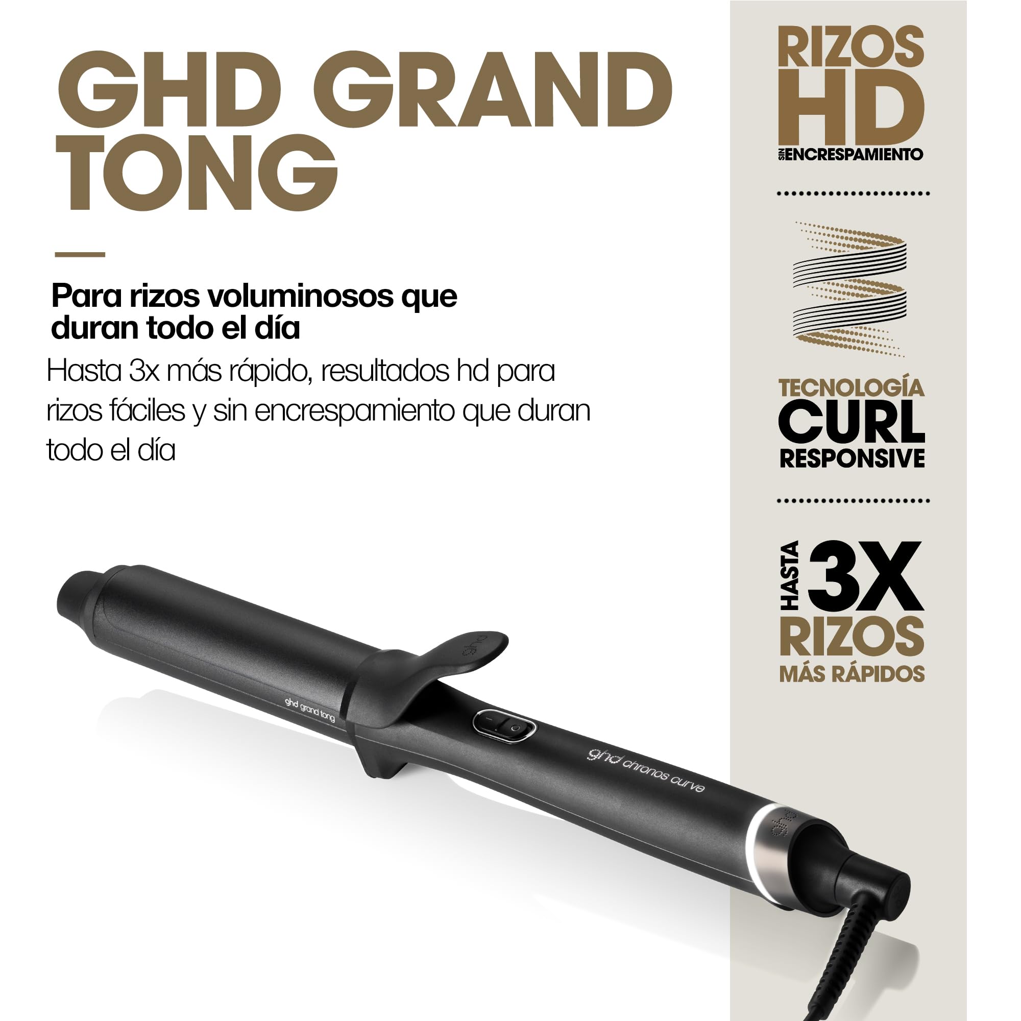 ghd Chronos Curve Grand Tong Tenacilla Profesional – Para rizos voluminosos de larga duración – Ideal para cabello medio y largo (Enchufe Europeo)