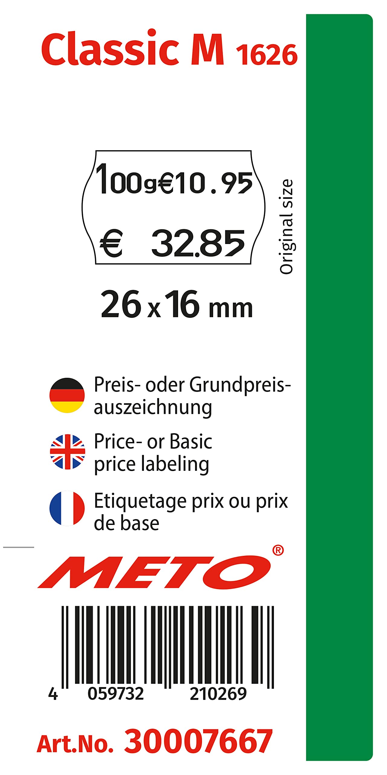 Meto Classic M - prezzatrice etichettatrice per prezzo base (2 linee, 16 cifre, 26 etichette da 16x16 mm)