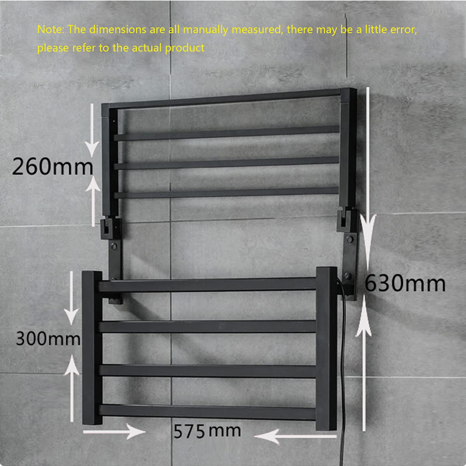 Calentador de toallas eléctrico inteligente, toallero calefactable enchufable montado en la pared de 4 barras, toallero de aluminio para espacio de baño con estante, rejilla de secado a temperatura