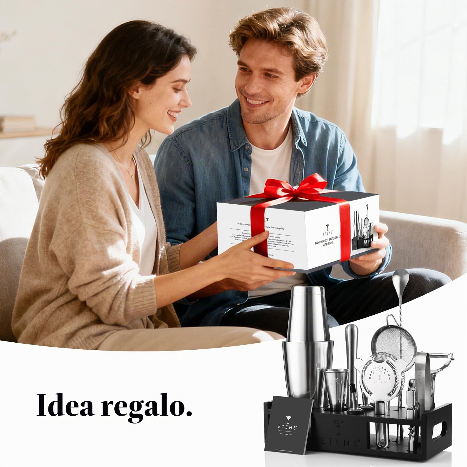 Set di shaker per cocktail, mixer per bevande, accessori da bar, set da barman di mixology da 15 pezzi che include shaker Boston, misurino giapponese, filtro, apribottiglie, cucchiaio da cocktail