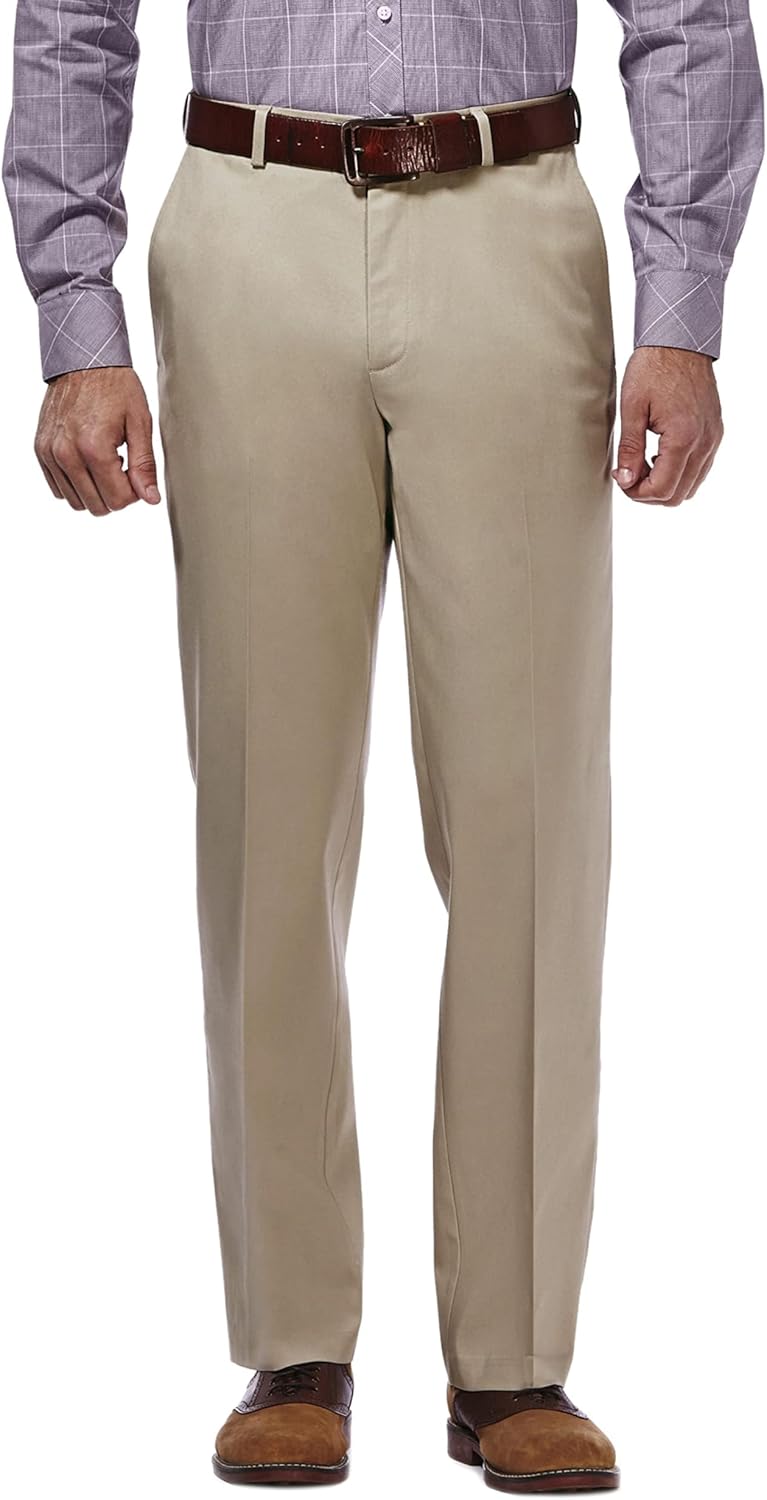 Haggar Men's Premium No Iron Khaki Classic Fit Flat Front Casual Pant (Regular and Big & Tall Sizes)