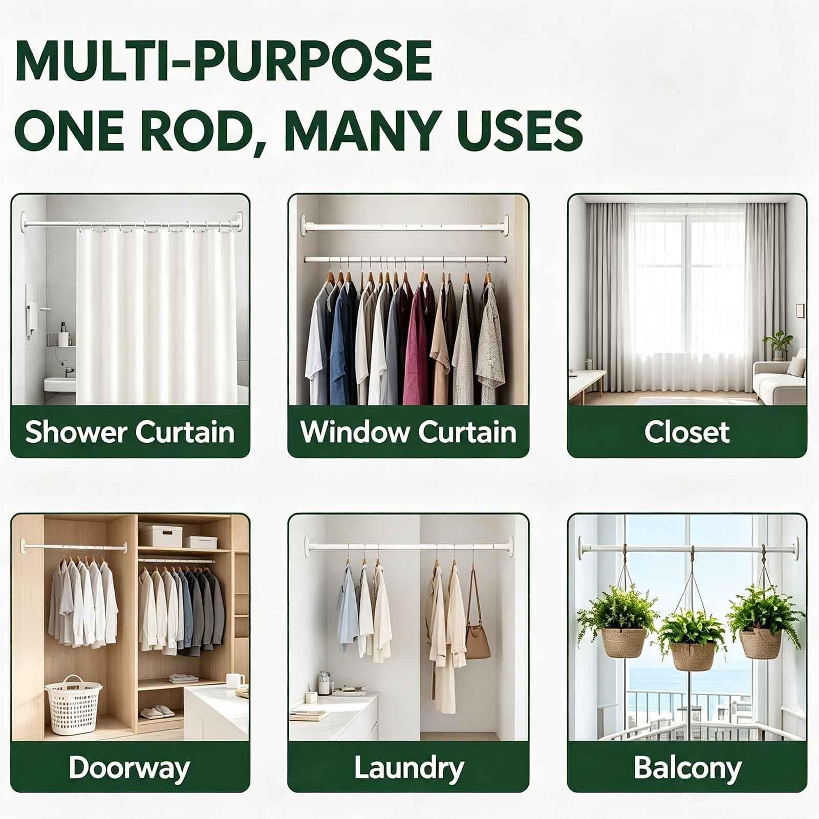 Barra Ducha Ajustable 50 a 260 Cm, Barras Cortinas Extensibles