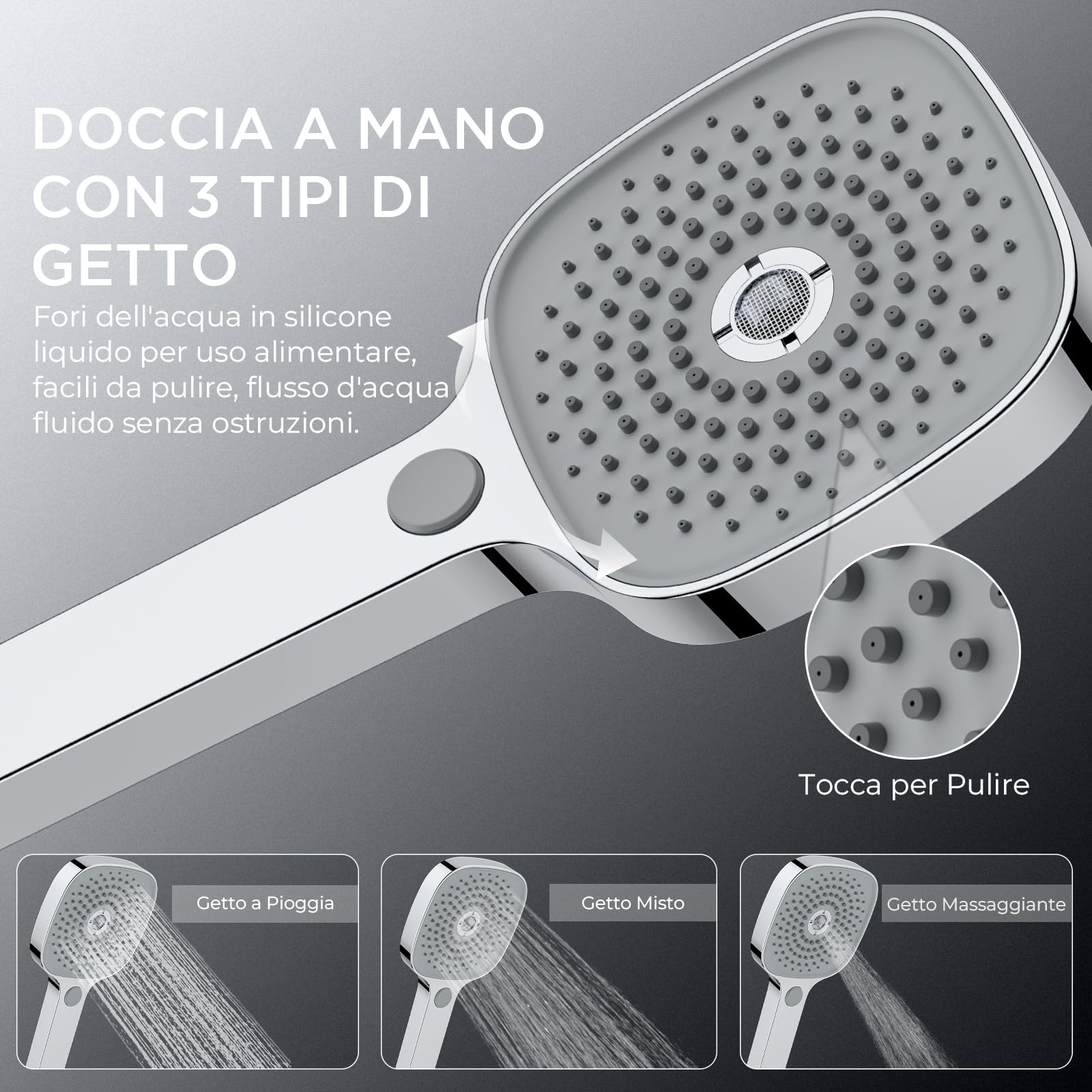 FORIOUS Colonna Doccia con Miscelatore Termostatico, Asta Doccia Regolabile in Acciaio Inossidabile con Soffione Quadrato da 25 cm e Doccetta a Mano con 3 Tipi di Getto