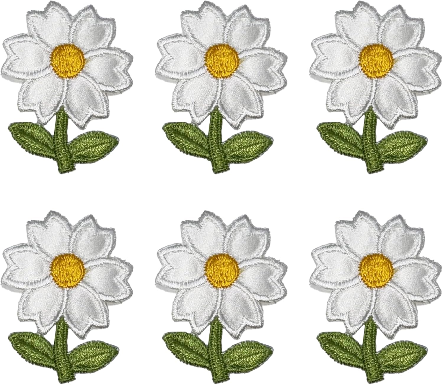Daisy Appliqué – 2" x 2.5" (5.08 cm x 6.35 cm) – 6 Pieces –Heat Seal, Press-On, Iron-On for Clothing, Bags, Crafts & DIY Projects