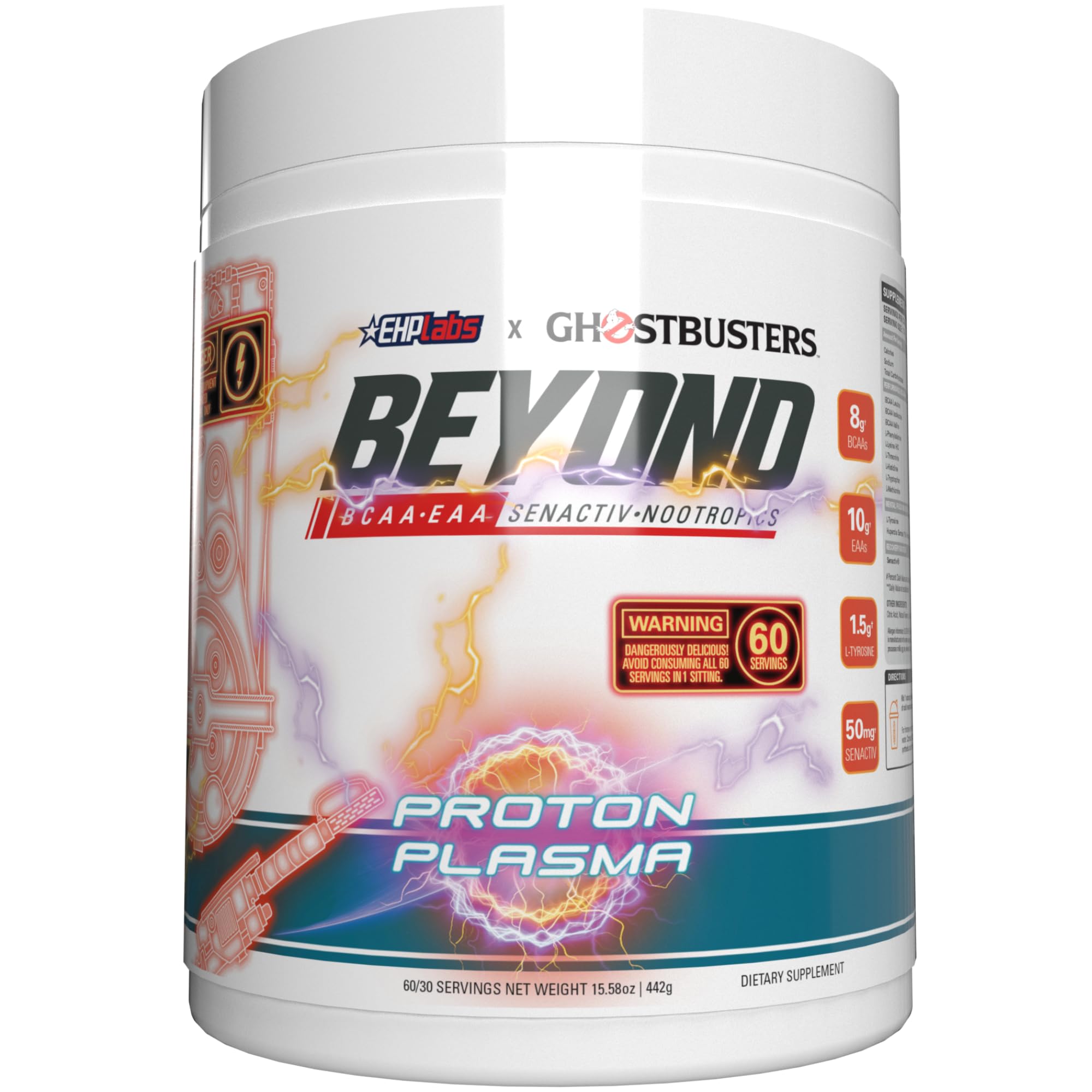 EHP Labs x Ghostbusters Beyond BCAA Powder Amino Acids Supplement for Muscle Recovery - Sugar Free BCAAs Amino Acids Post Workout Recovery Powder & EAA Amino Acids Powder - 60 Servings (Proton Plasma)