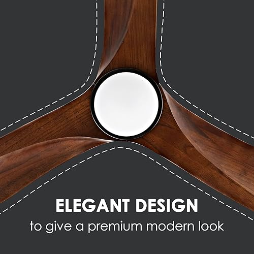 Miniatura 6 de WINGBO Ventilador de techo, 60 pulgadas DC, 3 cuchillas de madera, acabado de latón, control remoto, reversible, luz LED, certificación ETL