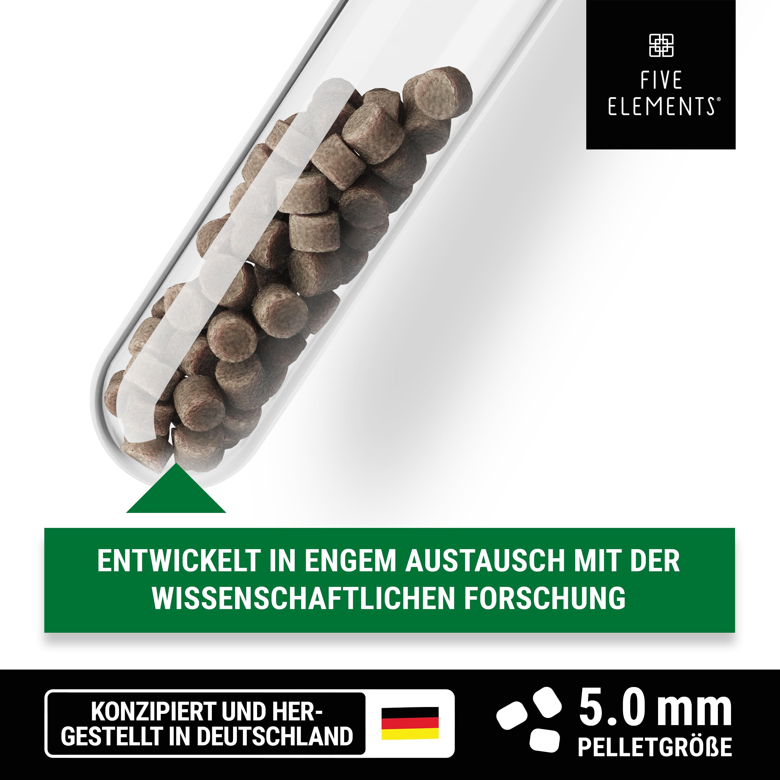 FIVE ELEMENTS® Koi Sink Plus | 9,0 kg | optimal als Frühjahr-Futter | sinkendes Koi-Futter | wiederverwendbarer Eimer